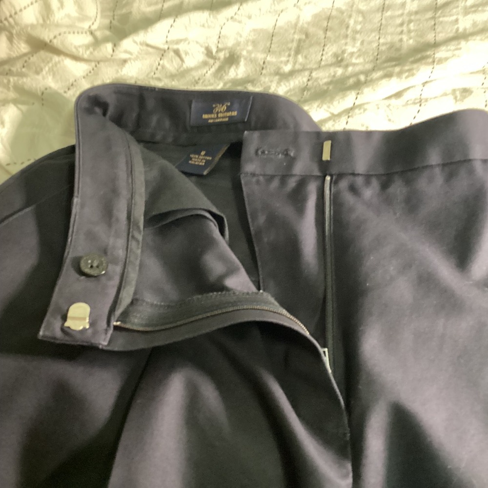 Brooks Brothers 346 Advantage Navy Blue Pleated Wide Leg Cotton Chinos Pants 10 - Picture 3 of 8